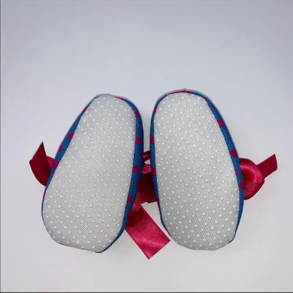 NEW Baby Girl Shoes Blue and Pink Polka Dot